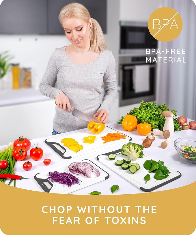 Cutting Boards for Kitchen, Plastic Cutting Board Set of 2, Dishwasher Safe - Image 4
