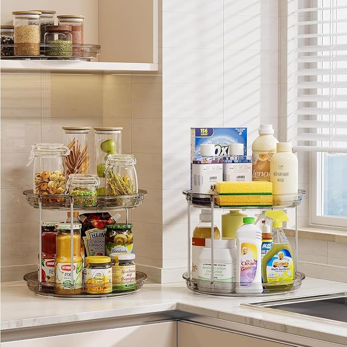 LAMU 2 Tier Lazy Susan Turntable Organizer 10.6'' Rotating Spice Rack - Image 7