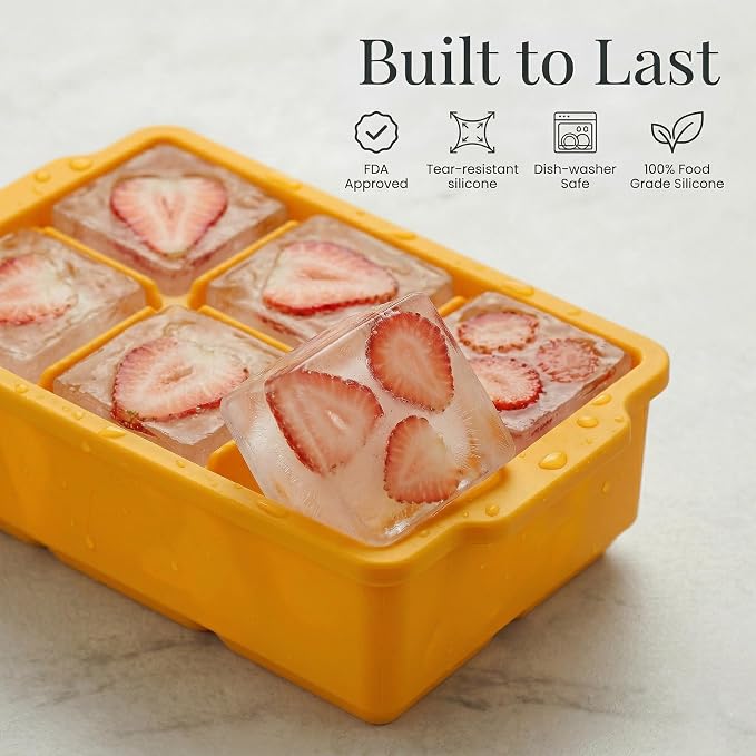 KitchFort Large Silicone Ice Cube Tray, Easy Release 2" Big Ice Cubes - Image 2
