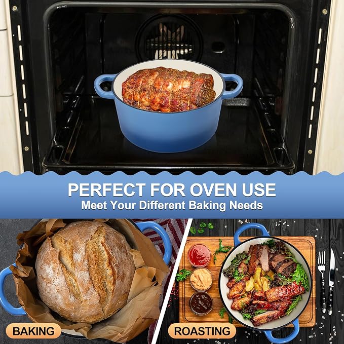 P&P CHEF 5QT Enameled Dutch Oven, Cast Iron Dutch Oven Pot - Image 7