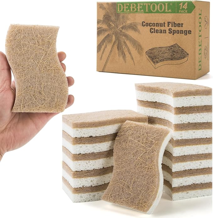 DEBETOOL 14Pack Natural Kitchen Sponge, Eco-Friendly Dish Sponge by DEBETOOL
