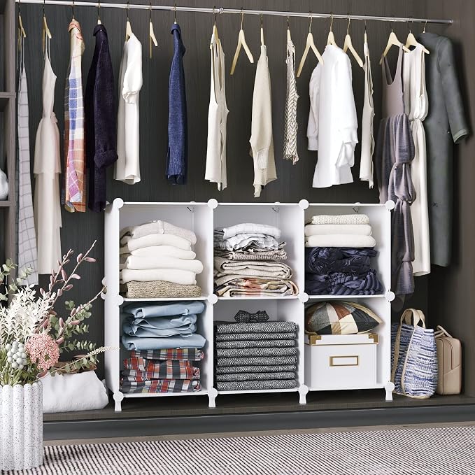 AWTATOS Cube Storage Organizer, Storage Cubes Shelves Bookshelf, 6 Cube Closet - Image 9