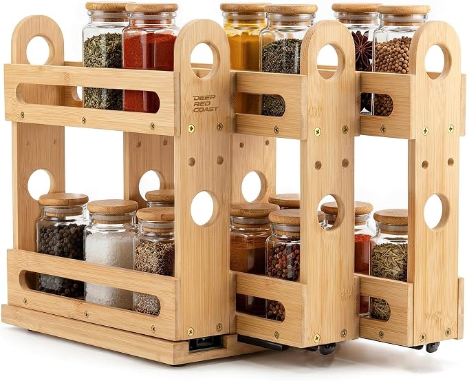 Pull Out Spice Rack Organizer for Cabinet Wide Slide Out Seasoning Rack Fits by deepredcoast