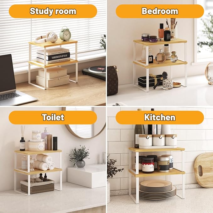 Kitchen Cabinet Organizer Shelf Set of 4, Sturdy Kitchen Counter Shelves - Image 6