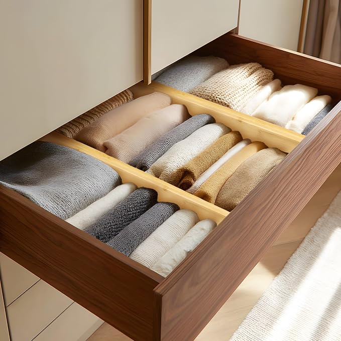VaeFae 3 Pack Bamboo Drawer Dividers, Expandable Separators - Image 2