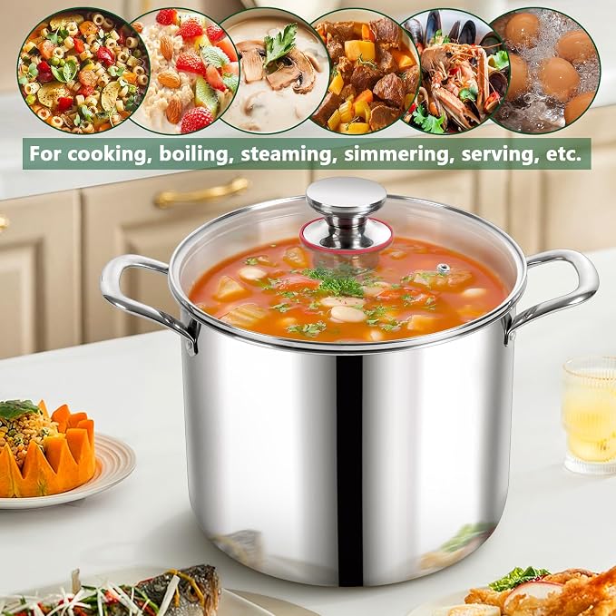 P&P CHEF 10 Quart Tri-Ply Stainless Steel Stockpot, Stock Pot - Image 6