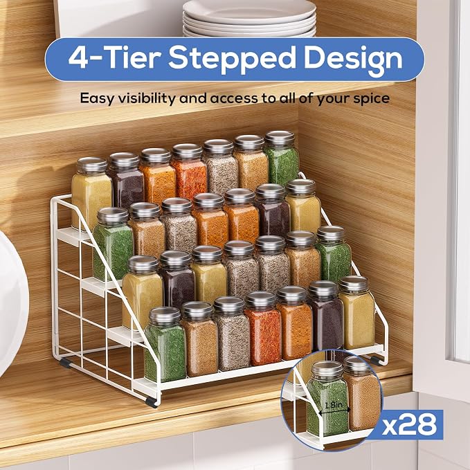 Spice Rack Organizer for Cabinet, 4 Tiered Spice Rack Organizer, Tiered - Image 3