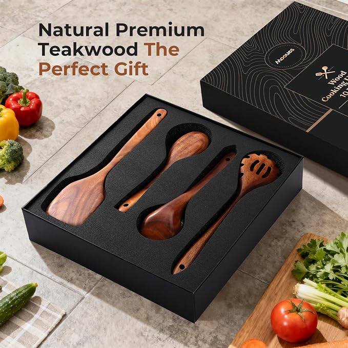 Wooden Spoons for Cooking, Comfortable Grip, Heat Resistant Kitchen Utensils - Image 2