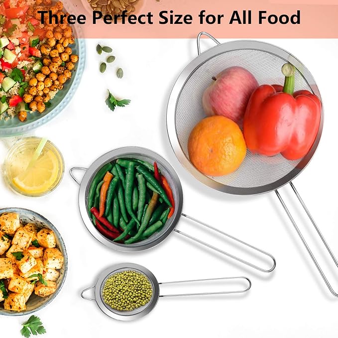 3Pcs Super Wire Extra Fine Mesh Strainer - Image 5