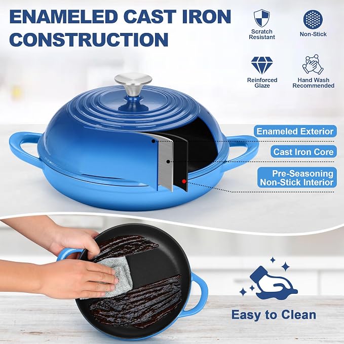 TeamFar Cast Iron Bread Dutch Oven, 6 Qt Enameled Dutch Oven Pot - Image 6