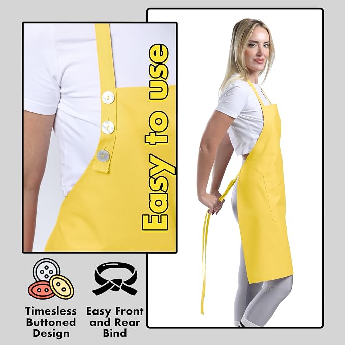TOSHE Kitchen Apron Waterdrop Resistant Cotton Apron - Image 6