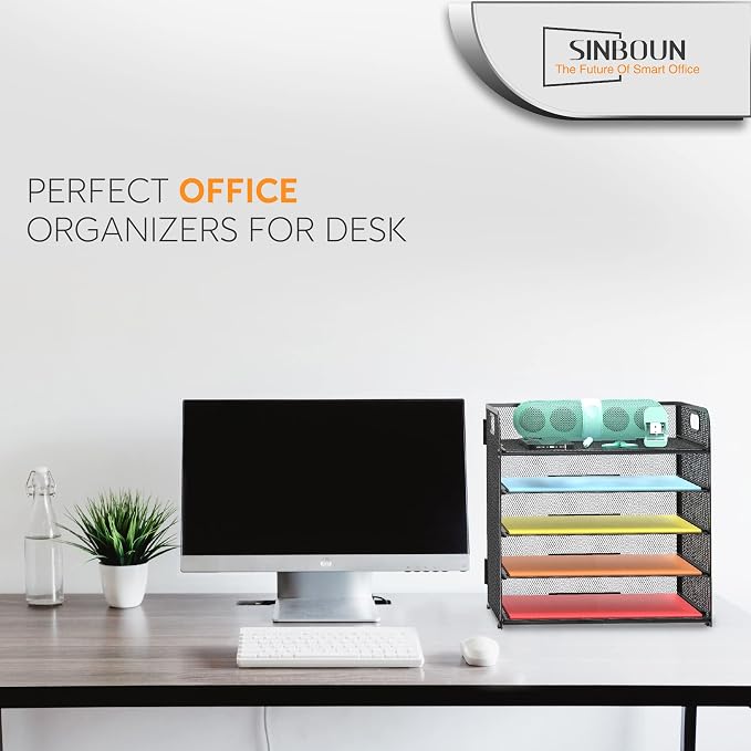 2 Pack Letter Tray 5-Tier Desk Organizer File Paper Holder - Image 7