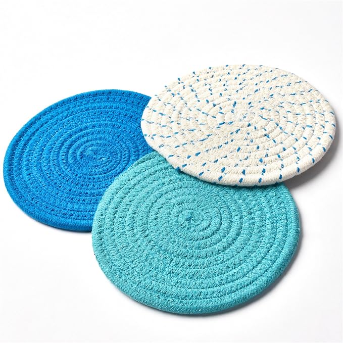 Kitchen Pot Holders Set Trivets Set 100% Pure Cotton Thread Weave Hot Pot - Image 2