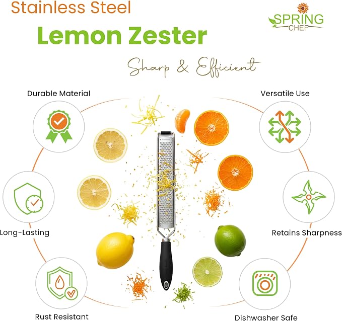 Spring Chef Stainless Steel Lemon Zester Grater - Image 2
