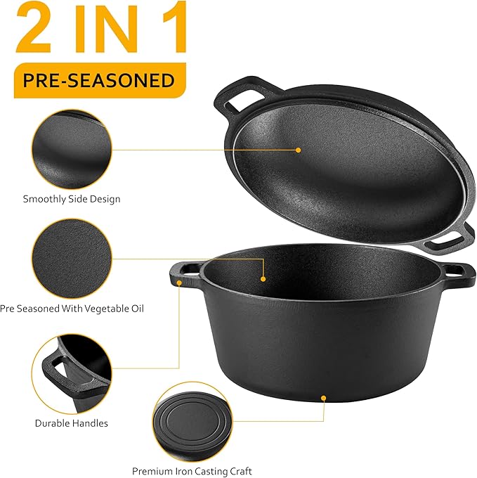 Velaze Cast Iron Dutch Oven Pot - Image 5