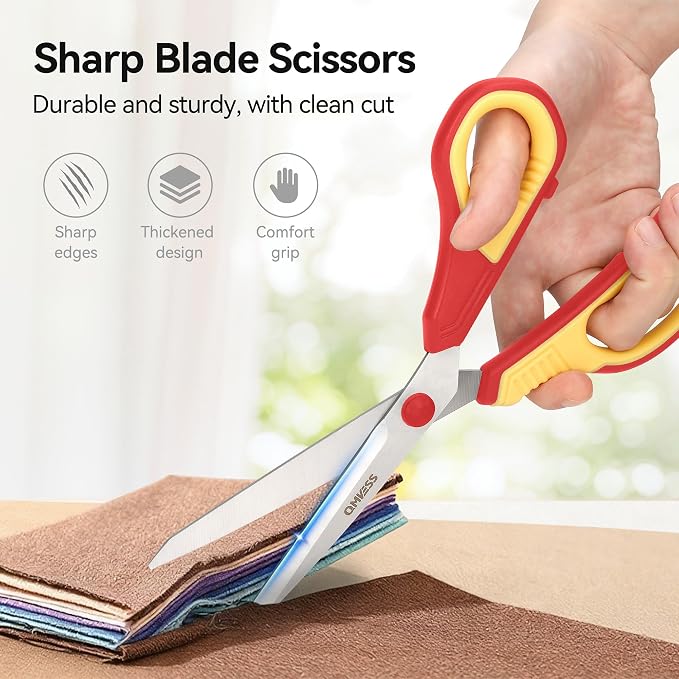 QMVESS 8.5" Scissors All Purpose 3 Pack, Ultra Sharp 2.5mm Thick Blade Scissors - Image 2