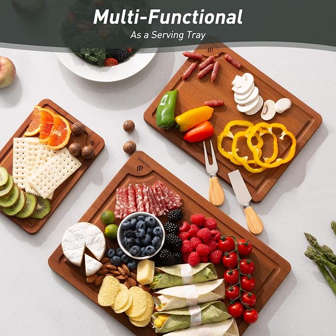 3 Packs Bamboo Cutting Board Set - Image 6