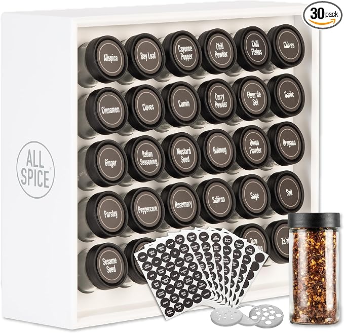 AllSpice Spice Rack Organizer, 525 Unique Labels, Countertop or Wall Mount by AllSpice