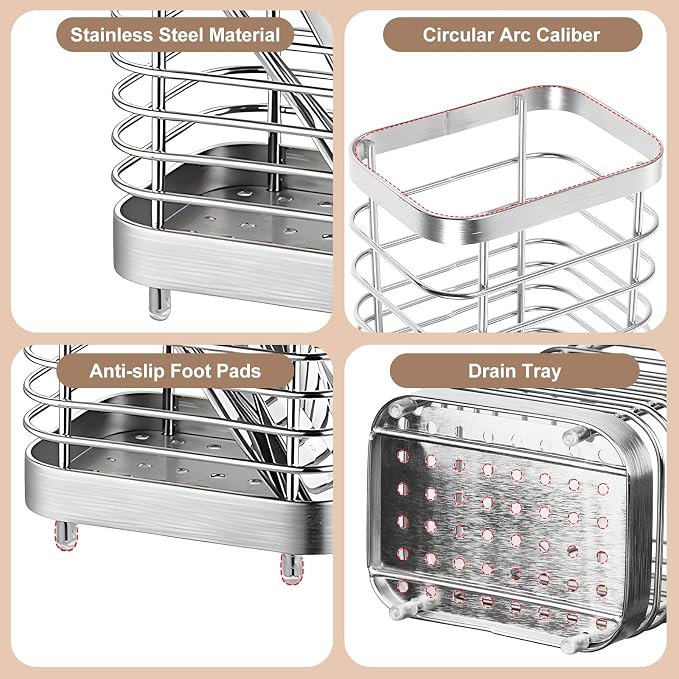 Utensil Holder, Stainless Steel Utensil Drying Rack - Image 3