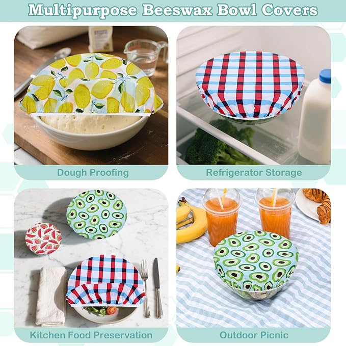 5-Size Reusable Beeswax Bowl Covers - Image 5