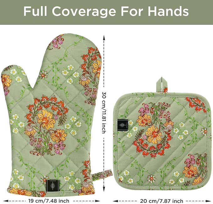 BONTHEE Oven Gloves Heat Resistant Potholder Set Oven Gloves - Image 2