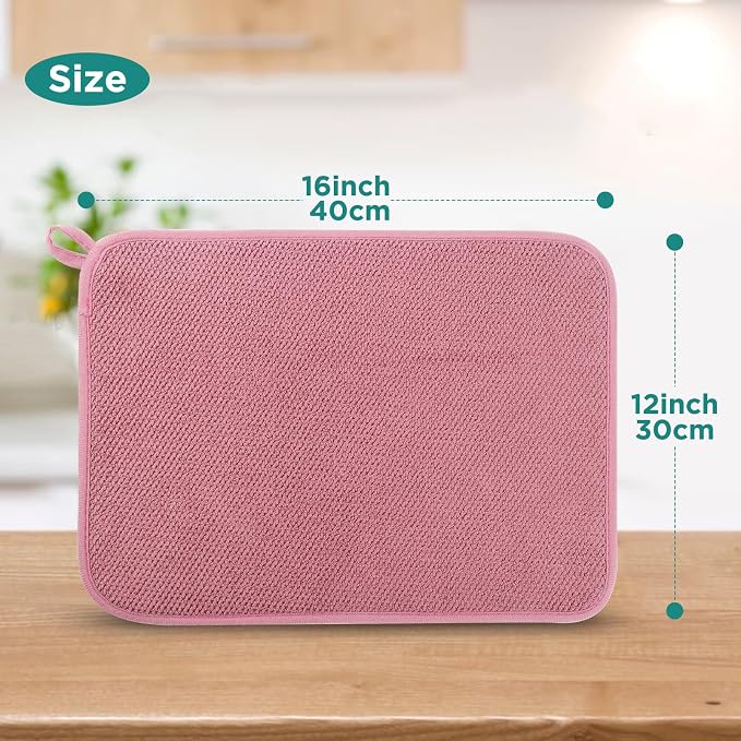 GeeRic Microfiber Dish Drying Mat, Super Absorbent Kitchen Dish Drying Pad - Image 2
