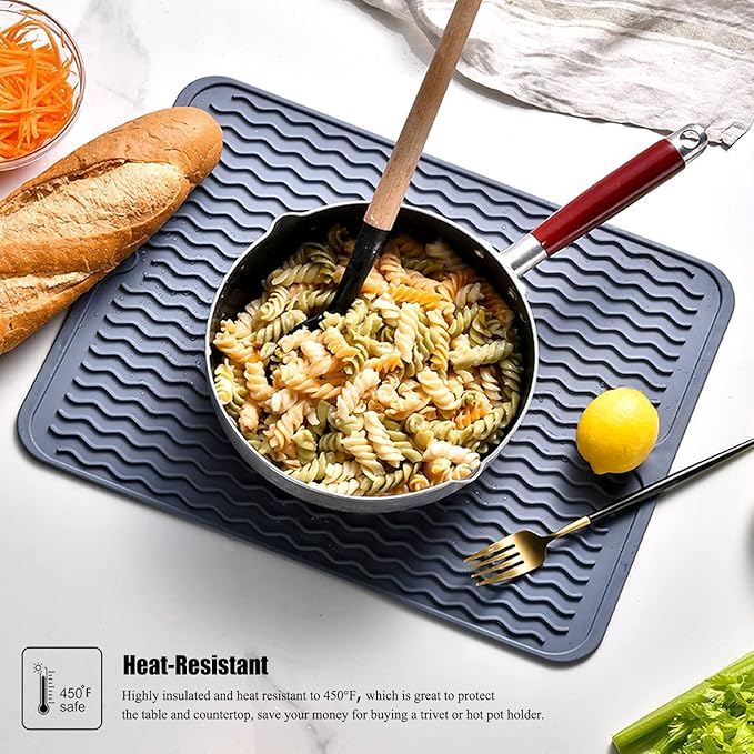 Silicone Dish Drying Mat, Non-Slip Easy Clean Sink Mat Large Heat-resistant - Image 6