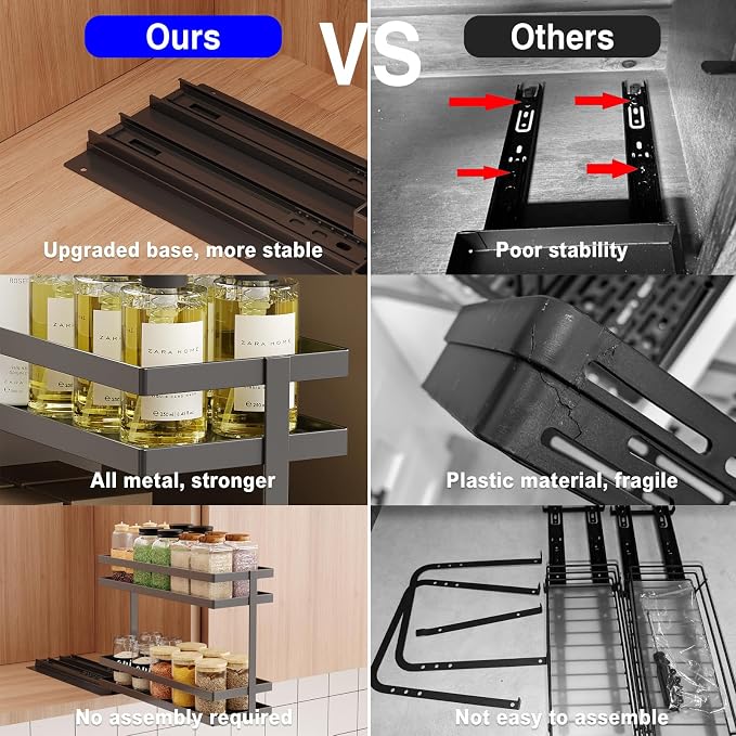 Mustorn 4 Pack Pull Out Spice Rack Organizer - Image 4