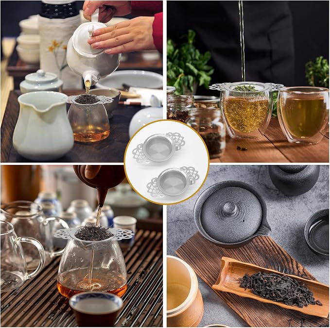2 Pack Tea Strainers with Drip Bowls Stainless Steel Mesh Tea Infusers Loose - Image 7
