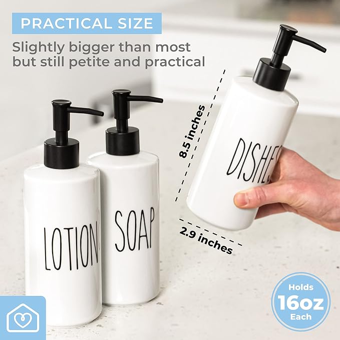 Heartland Home Porcelain 16oz Kitchen Soap Dispenser. Detergent Dispenser or - Image 3