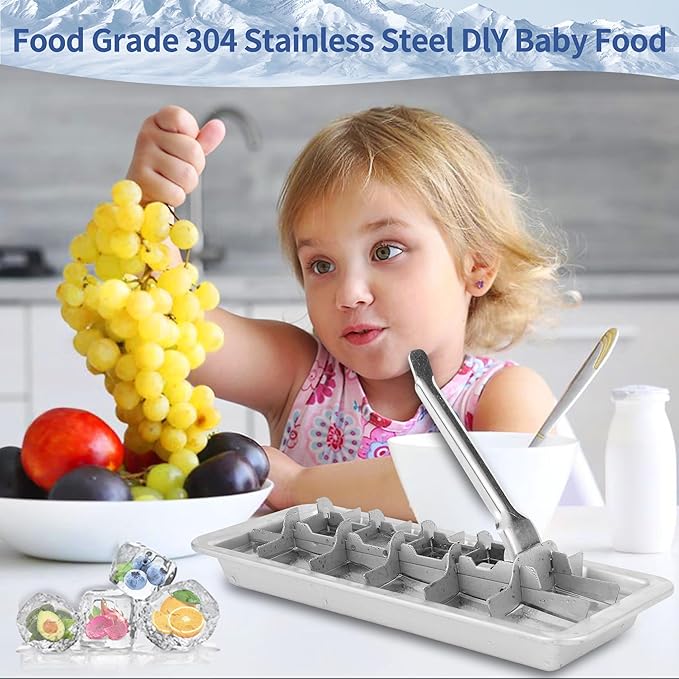 Stainless Steel Ice Cube Trays for Freezer, 18-Slot Vintage Inspired Design - Image 3