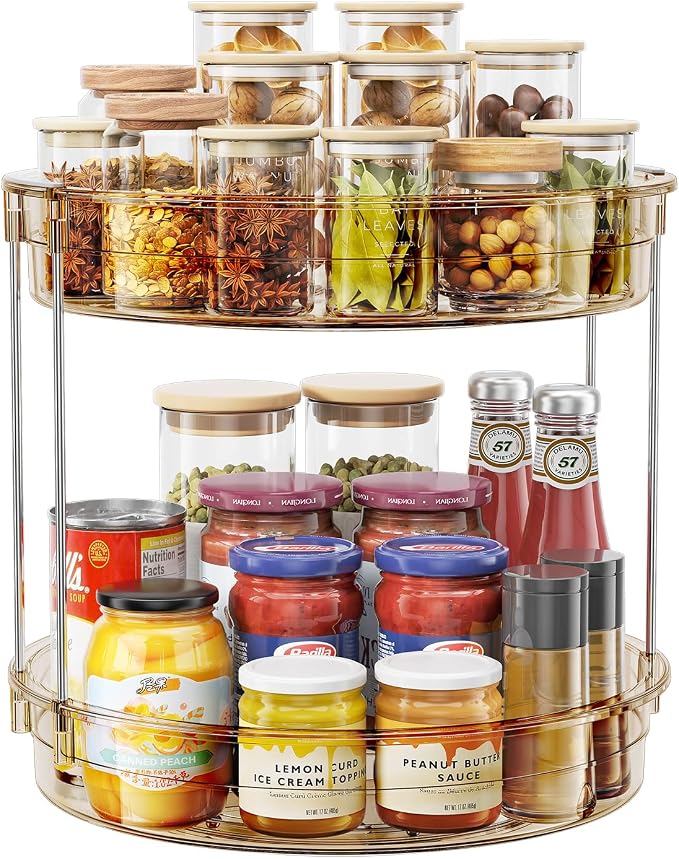 LAMU 12inch 2 Tier Lazy Susan Turntable Organizer Rotating Spice Rack by YourHome-OrganizationHelper