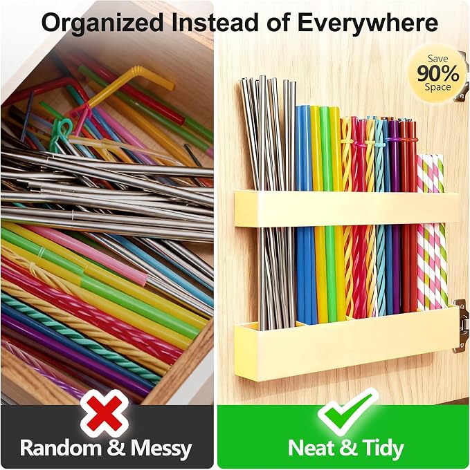 Straw Holder for Cabinet Door, 9.6” Adjustable Two-Part Large Acrylic Straws - Image 6