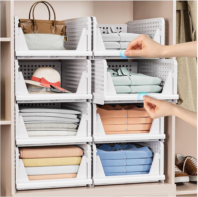 5 Pack Stackable Closet Storage Basket - Image 2