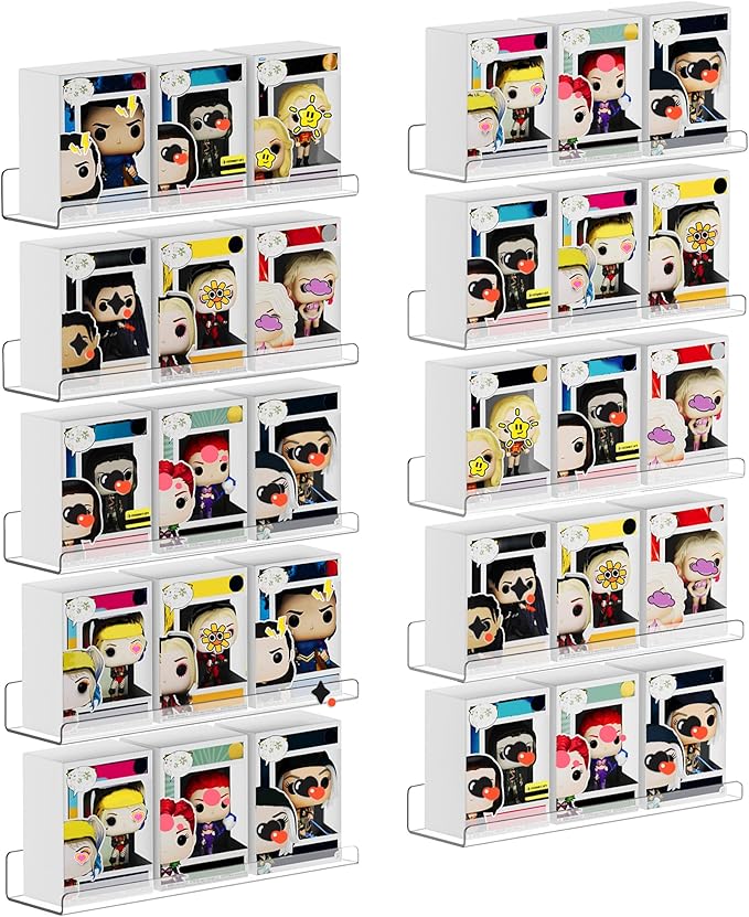 upsimples 10 Pack Acrylic Shelves Wall Organizer and Storage, Toy Cars by upsimples