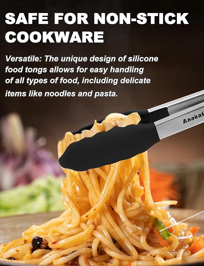 Anaeat Non-Stick Silicone Locking Tong Set of 2 - Image 2