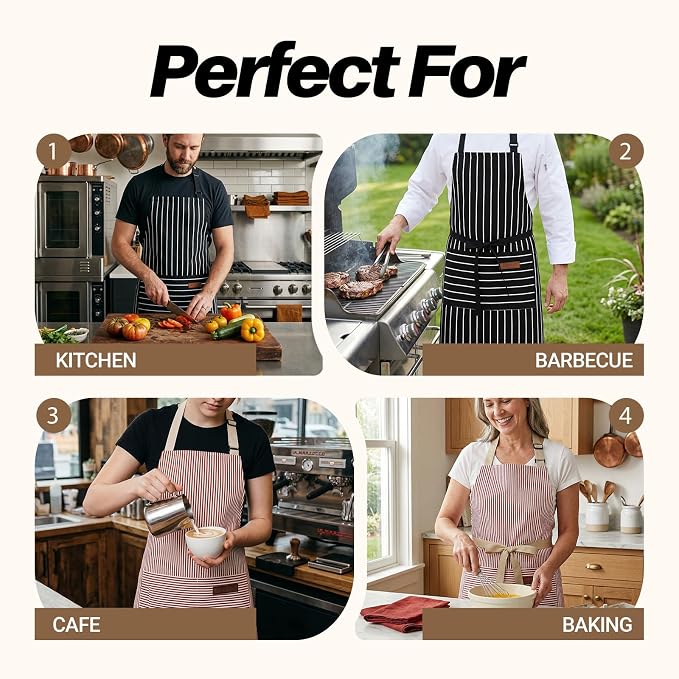 2Pack Adjustable Kitchen Apron for Women Men - Image 7
