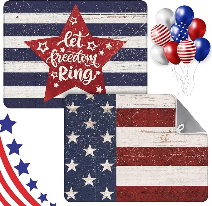 SiliFine 2 Pcs 4th of July Dish Drying Mat by SiliFine