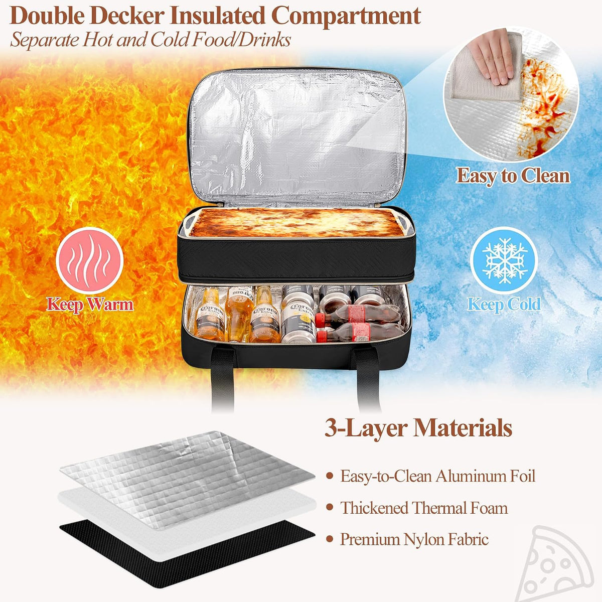 Insulated Casserole Carrier for Hot or Cold Food,Lasagna Lugger Tote