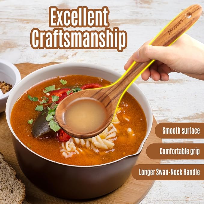 Wooden Spoons for Cooking, Comfortable Grip, Heat Resistant Cooking Utensils Set - Image 6