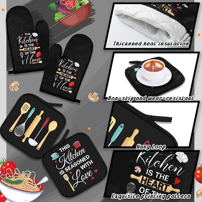 12 Pcs Farmhouse Kitchen Decoration Set 4 Funny Quote Black Kitchen Towels 4 - Image 5