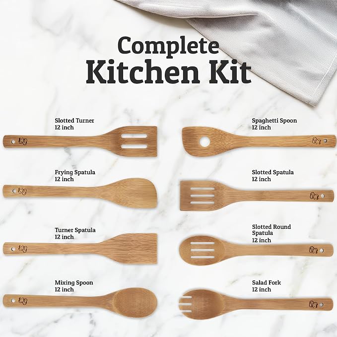 PriorityChef Wooden Spoons for Cooking, Non-Toxic Wooden Utensil Set - Image 3
