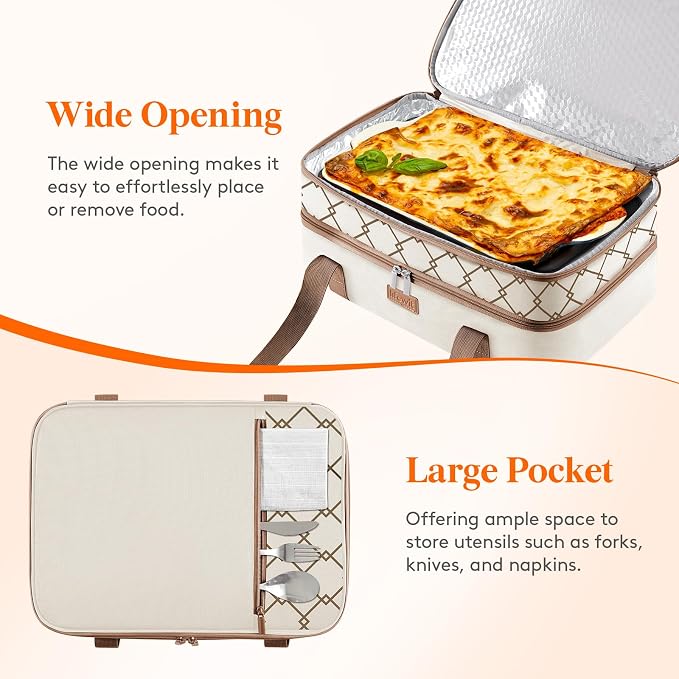 Lifewit Insulated Double Decker Casserole Carrier, Lasagna Lugger Holder - Image 5