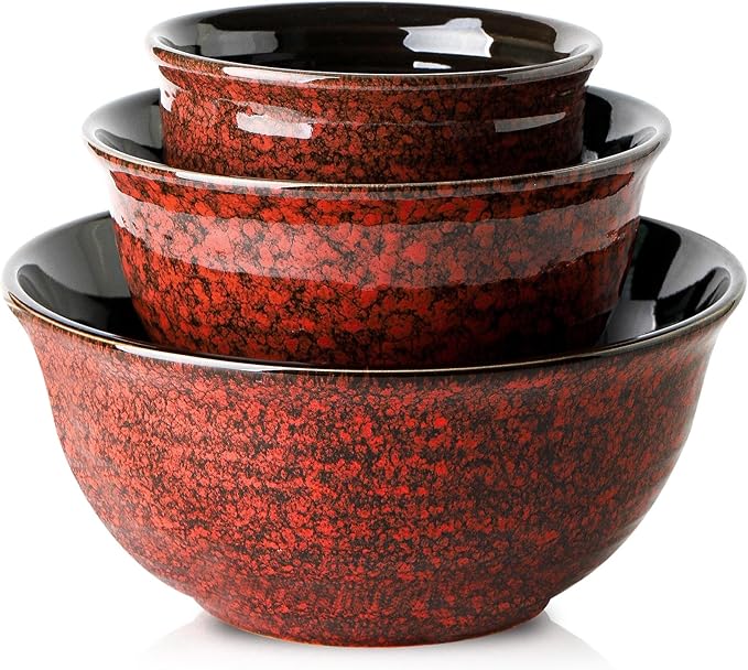 HASENSE Ceramic Mixing Bowls, Large Serving Dishes Set of 3 by Hasense