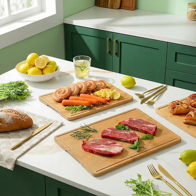 Zarler Bamboo Cutting Boards for Kitchen, 3 Piece Durable Wood Cutting Board - Image 7