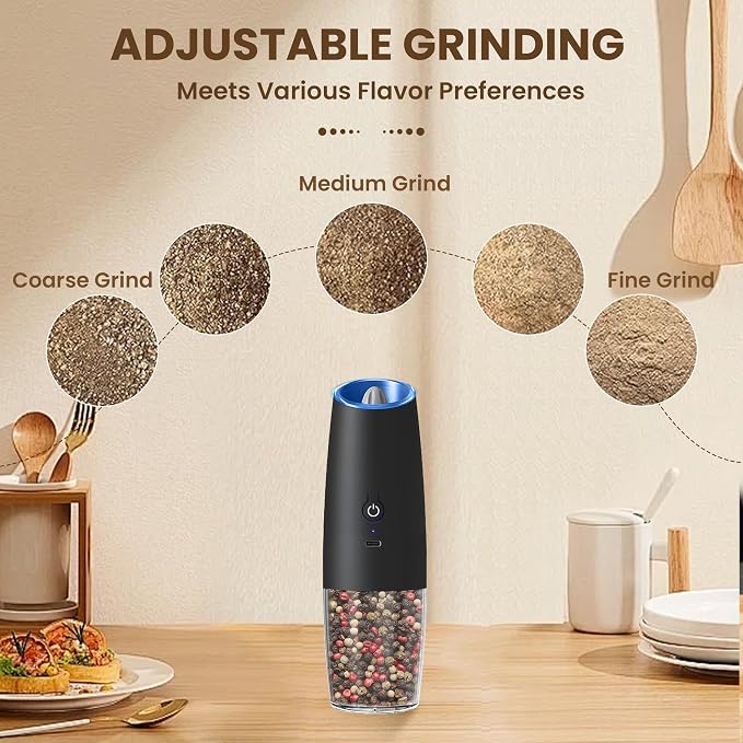 Rechargeable Electric Salt And Pepper Grinder Set, Automatic Gravity Electric - Image 3
