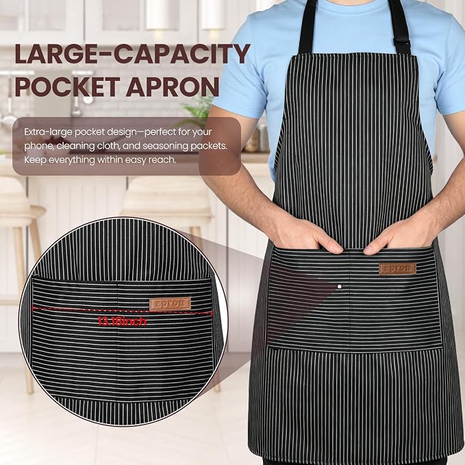 Serrenf 2 Pack Apron, Cooking Kitchen Aprons, Adjustable Bib Apron - Image 2