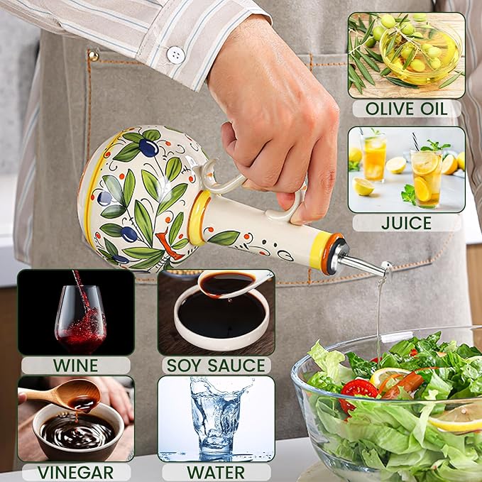 18 oz Ceramic Olive Oil Dispenser Bottle - Image 3