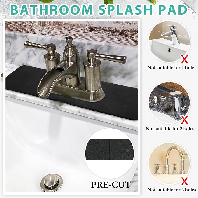Tioncy 2 Pcs Faucet Mat Sink Splash Guard Oval-hole Oval Splash Pad - Image 3