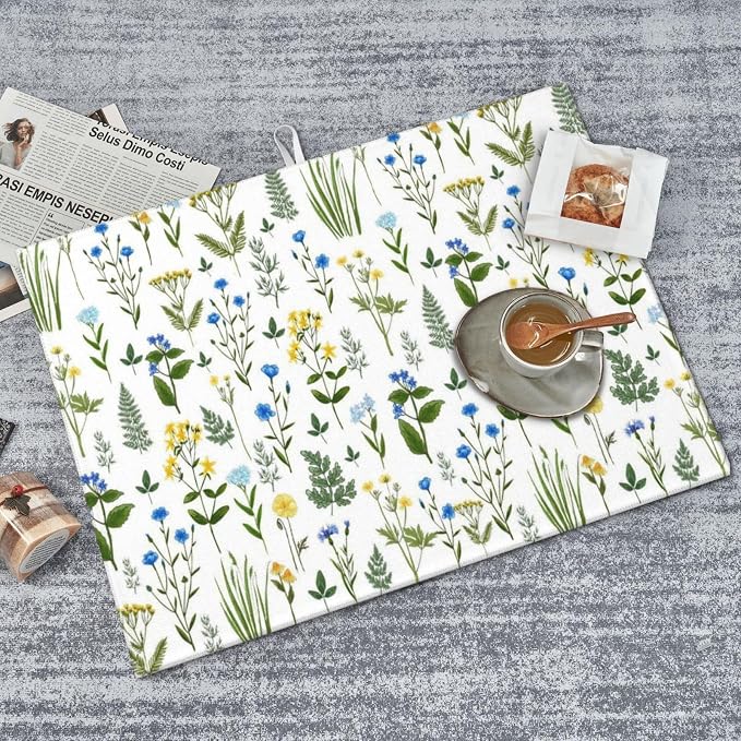 Blue Yellow Wildflower Dish Drying Mats - Image 3